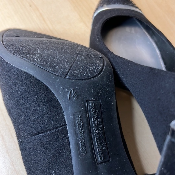CHRISTIAN SIRIANO black faux suede heels size 7.5 - Picture 6 of 9